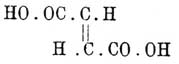 и сначала Танатар, а затем Кекуле и Аншютц, получили при окислении их натровых солей слабым раствором марганцево-калиевой соли из малеиновой кислоты — мезовинную, а из фумаровой — виноградную. Реакция протекает буквально так, как следовало ожидать на основании стереохимических формул; действительно, сводится она на присоединение по месту двойной связи двух гидроксильных групп; на счет какой бы из связей этот процесс ни шел, мы должны ожидать для вещества с формулой