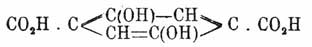 однако, эта кислота имеет оригинальное свойство: она кристаллизуется в желтых листочках, а ее диэтильный эфир при обыкновенной температуре образует желто-зеленые призмы, которые при нагревании возгоняются в виде бесцветных листочков. Ввиду этой двойственности форм этилового эфира, Гантш предполагает, что желтая форма эфира и кислоты отвечает хиноидальной формуле