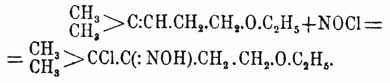 Первичные амины с X. нитрозилом переходят в хлорюры, замещая амидогруппу хлором; вторичные амины дают с ним нитрозоамины (Гейтер, В. Солонина).