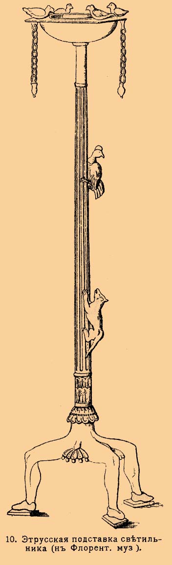 10. Этрусская подставка светильника (во Флорентийском музее).