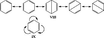 Этими же обозначениями пользуются для графической интерпретации равномерного распределения электронной плотности в симметричных ионах, например в карбоксилат-анионе (соответственно Х и XI), при объяснении слабоосновных свойств амидов кислот (XII и XIII) и в др. случаях: 