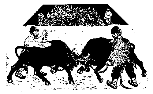 А. А. Рзакулиев. «Бой буйволов». Линогравюра. 1962.