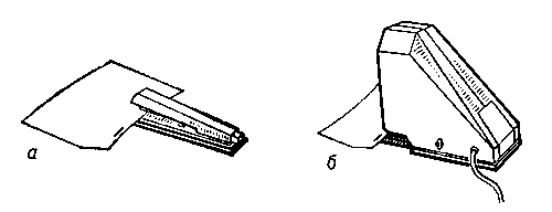 Сшиватели документов: а — ручной, типа «Пеликан-2»; б — электрический, типа «Импульс-2».