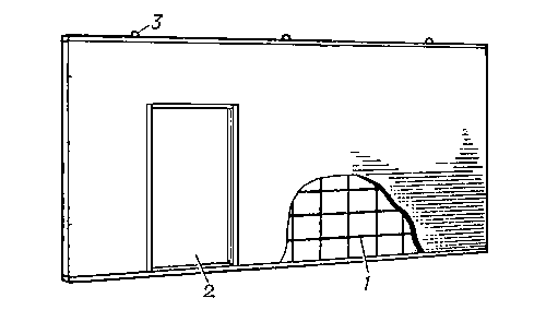Рис. 1. Перегородочная панель из гипсобетона: 1 — каркас; 2 — дверной проём; 3 — монтажная петля.