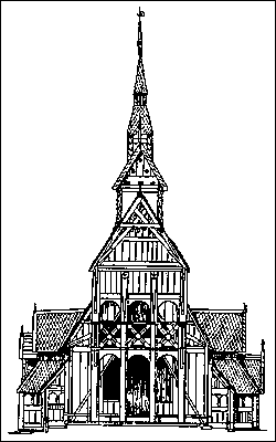 Мачтовая каркасная конструкция (церковь в Боргунне, Норвегия, около 1150).