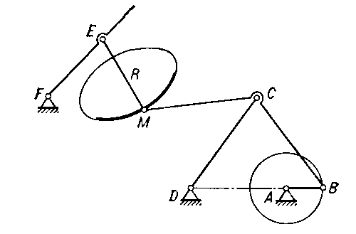 Рис. 2. Шарнирный механизм для движения с остановками.