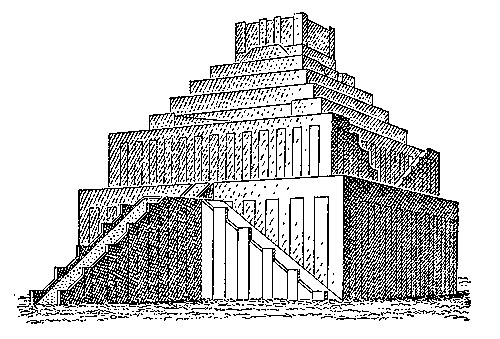 Зиккурат Этеменанки в Вавилоне (т. н. Вавилонская башня). Середина 7 в. до н. э. Архитектор Арадаххешу. Реконструкция.