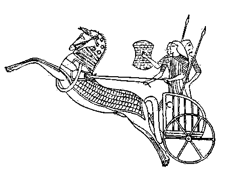 Хеттская боевая колесница. Изображение на рельефе Рамсеса II в Абу-Симбеле. 13 в. до н. э.