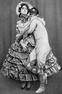 В. П. Фокина и М. М. Фокин в сцене из балета «Карнавал» на музыку Р. Шумана. 1911.