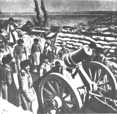 Русско-японская война 1904—05. Русские мортиры на позициях.