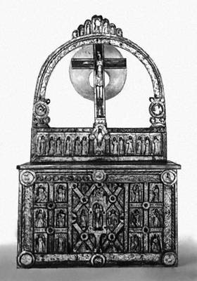 Алтарь из церкви в Лисбьерге. Позолоченная медь. Ок. 1150. Национальный музей. Копенгаген.