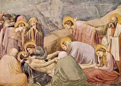 Джотто. «Оплакивание Христа». Фреска в капелле дель Арена в Падуе. 1304—06.