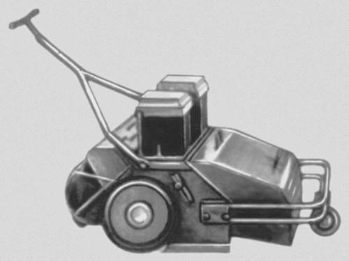 Рис. 2б. Отечественные машины для уборки помещений: вакуумно-щёточная машина КУ-404 с питанием от аккумулятора.