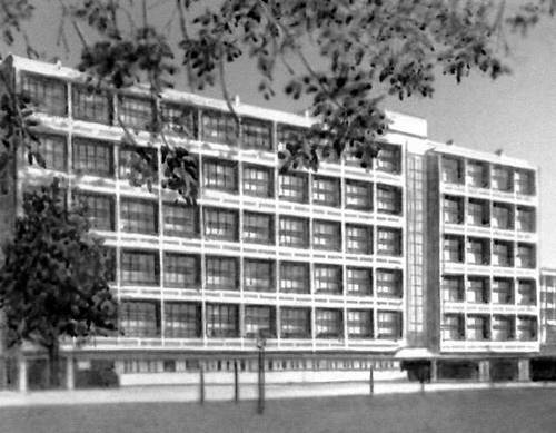 Галерейный дом с квартирами в двух этажах в районе Ламбет в Лондоне. 1953—56.