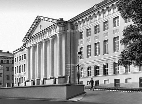 Учебные здания. Главное здание университета в Тарту. 1809. Архитектор Ю. В. Краузе.