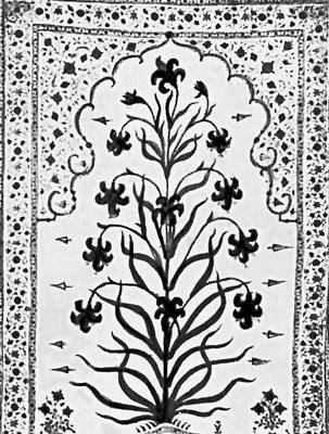 Декоративно-прикладное искусство Пакистана. Вышитый коврик из Лахора. Около 1700.