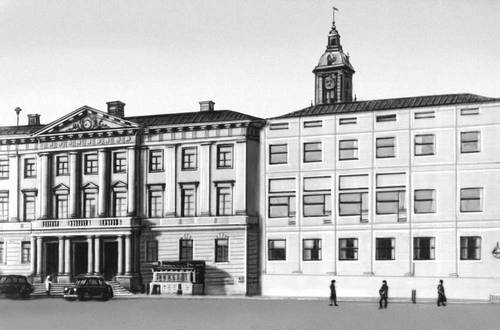 Гётеборг. Старая ратуша (ныне здание суда). 1670—72 (позже перестраивалась). Справа — новый корпус (1937, арх. Г. Асплунд).