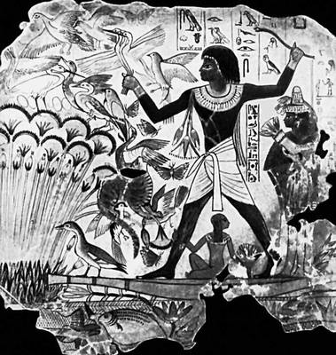 «Охота фараона». Фрагмент росписи из гробницы в Фивах. Клеевая живопись. Конец 15 в. до н.э. Британский музей. Лондон.