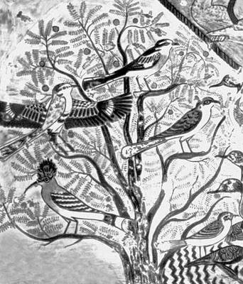 Росписи гробницы принца Кхнумхотепа близ Бени-Хасана. Клеевая живопись. Около 1880 до н. э. «Птицы на дереве».