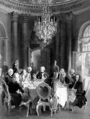 А. Менцель. «Круглый стол Фридриха II в Сан-Суси». 1850. Картина не сохранилась.