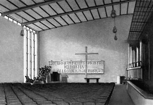 Швейцария. Реформатская церковь в Цюрих-Альтштеттене. Интерьер (1938—41, архитектор В. М. Мозер).