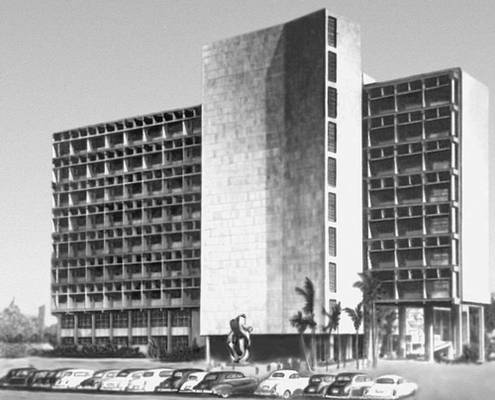 А. Капабланка. Здание Министерства внутренних дел (б. здание финансового арбитража) в Гаване. 1951—54.