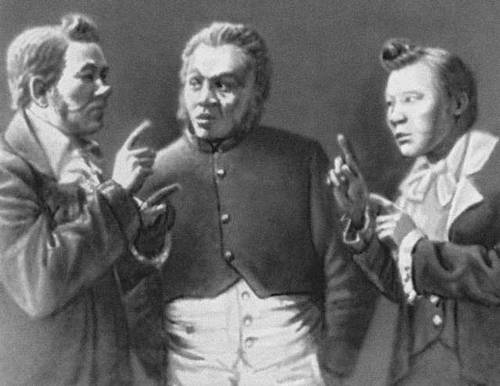 Сцена из спектакля «Ревизор» Н. В. Гоголя. Музыкально-драматическая студия. 1929.