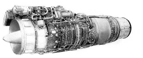 Рис. 3б. Турбореактивный авиационный двигатель. Внешний вид.