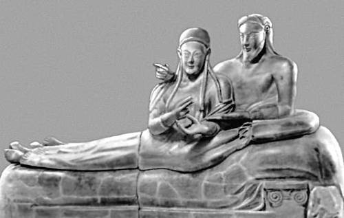 Этруски. Саркофаг из Цере. Ок. 530—520 до н. э. Музей виллы Джулия, Рим. Терракота.