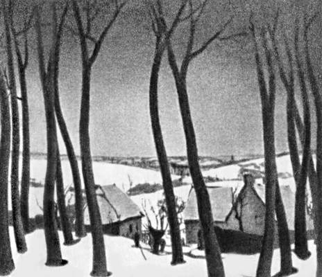 Бельгия. В. де Саделер. «Зима во Фландрии». 1927. Музей современного искусства. Брюссель.