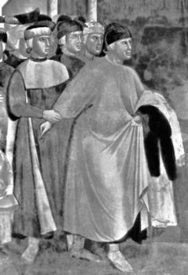 Джотто(?). «Св. Франциск, отказывающийся от своего наследства». Фреска в Верхней церкви Сан-Франческо в Ассизи. Около 1300—04.