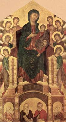 Чимабуэ. «Мадонна с ангелами». Ок. 1285. Галерея Уффици. Флоренция.