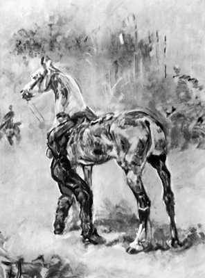 Тулуз-Лотрек А. «Артиллерист, седлающий коня». 1879. Музей Тулуз-Лотрека. Альби.