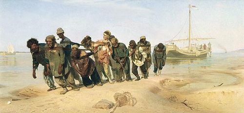 И Е Репин. «Бурлаки на Волге». 1870—73. Русский музей. Ленинград.