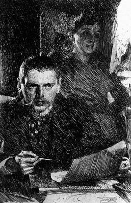 А. Цорн. Автопортрет. Офорт, сухая игла. 1890.
