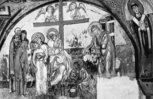«Снятие со креста». Конец 12 в. Крипта собора. Аквилея (Италия).