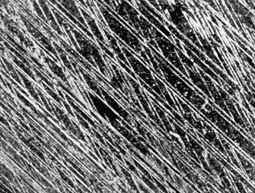 Неймановы линии на протравленной поверхности железного метеорита Богуславка.