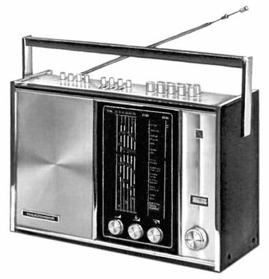 Рис. 1. Переносный радиовещательный приёмник 1-го класса «Рига-104», осуществляющий приём в диапазонах ДВ, СВ, КВ, УКВ.