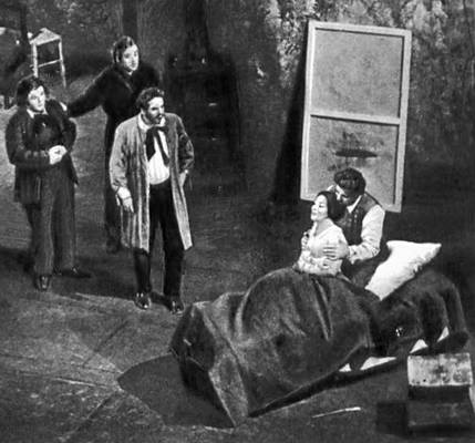 Италия. Сцена из оперы «Богема» Дж. Пуччини. Театр «Ла Скала». 1963.