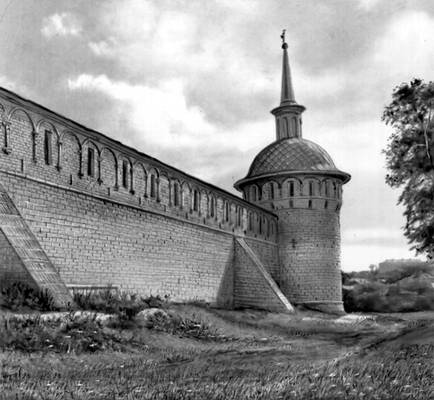 Русские кремли и монастыри. Александров. Успенский монастырь. Стена и угловая башня.