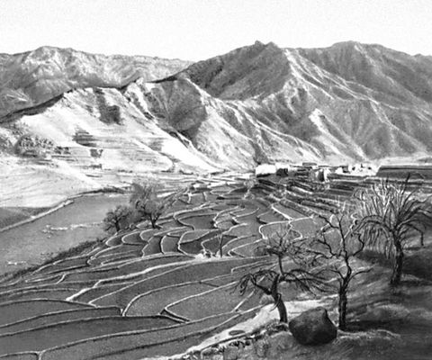 Террасированные склоны в долине р. Кунар.