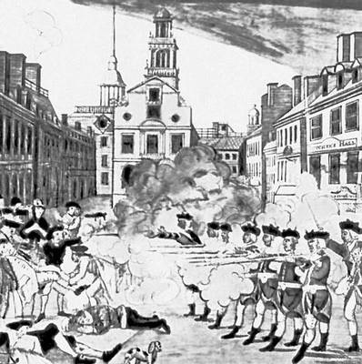 Бостонская бойня. 1770. Гравюра П. Ривера.