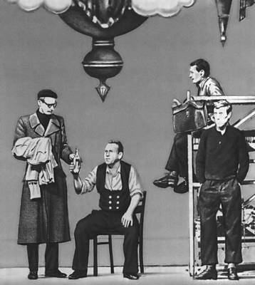 Сцена из спектакля «Актовый зал» Г. Канта. «Ландестеатр». Галле. 1968.