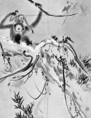 Хасегава Тохаку (Япония). «Обезьяны». Тушь, кисть. Конец 16 — начало 17 вв. Храм Миосиндзи. Киото.