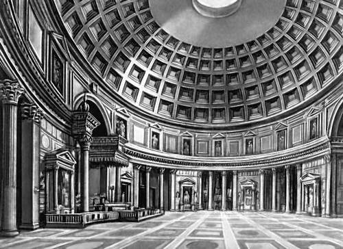 Пантеон в Риме. Около 125 н. э. Интерьер.