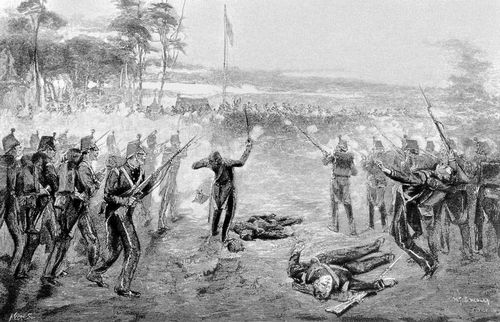 Сражение английских войск с повстанцами во время Эврикского восстания. 1854.
