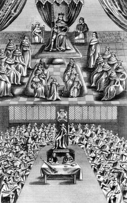 Заседание обеих палат Долгого парламента 3 ноября 1640. Современная гравюра.