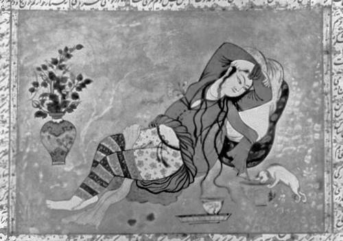 Мир Авдал Туни. «Лежащая женщина». Иранская миниатюра. Около 1630. Британский музей. Лондон.