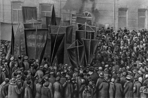 Демонстрация на Невском проспекте. Март 1917. Петроград.