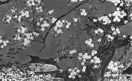 Япония. Изобразительное искусство 6—17 вв. «Цветущая вишня». Живопись на позолоченной бумаге (деталь ширмы). Ок. 1591. Монастырь Симакуин. Киото.